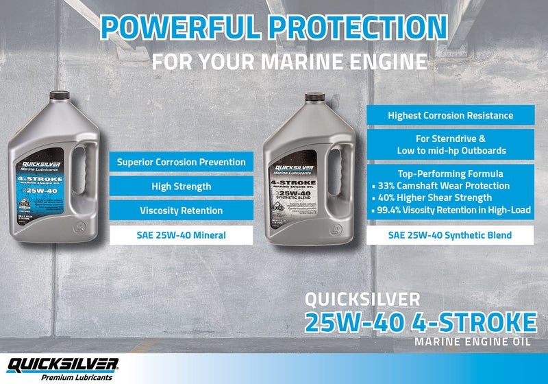 Quicksilver 25W-40 4-Stroke Synthetic Blend Marine Engine Oil, 1 Quart - Image 2